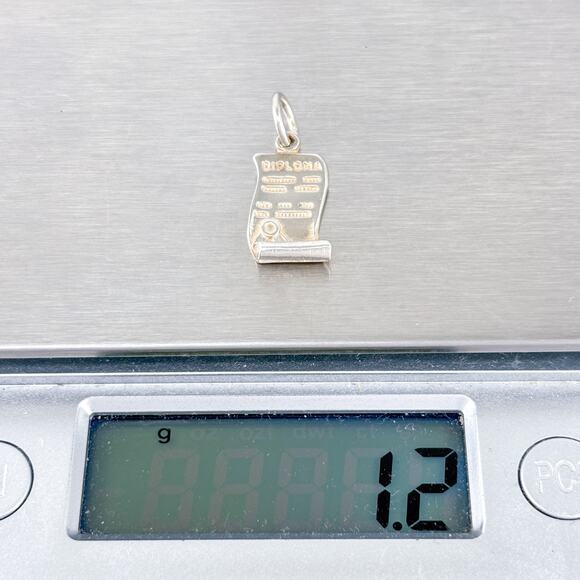 Vintage Sterling Silver 925 Diploma Scroll Charm Pendant - Picture 5 of 6